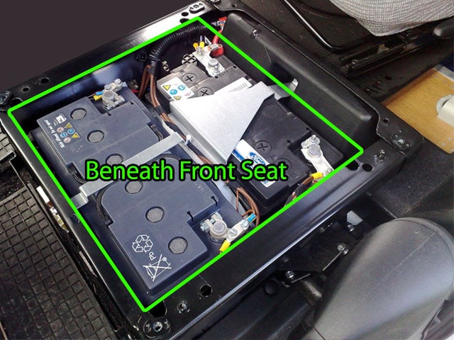 ford transit battery location behind seat