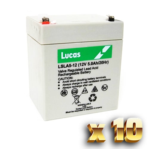 10 x lucas 12v 5ah alarm batteries image